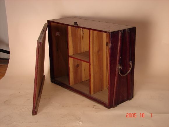 antique box for the transportation of lanterns and glass chimney