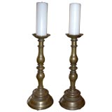 Pair 18th c. German Baroque Bronze Wedding Candle Prickets