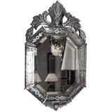 Antique Venetian Baroque Style Etched Mirror