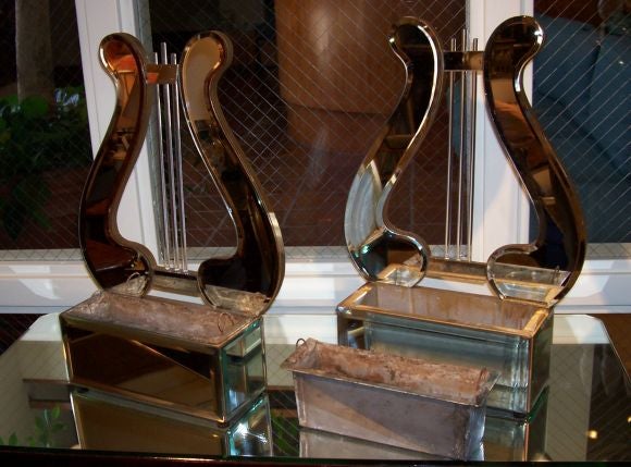 Pair of Neoclassical Style Mirrored Planters