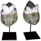 Vintage Pair of Carved and Polychromed Yoruban Gelede Masks