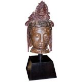 Carved and Polychromed Head of Bodhisattva Guanyin