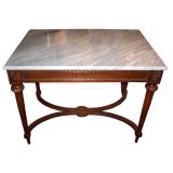 Louis XVI Style Oak Marble Top Center Table