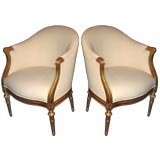 Pair of Neoclassical Style Giltwood Bergeres