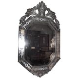 Antique Venetian Baroque Style Etched Mirror