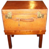 Antique Leather Trunk on Stand