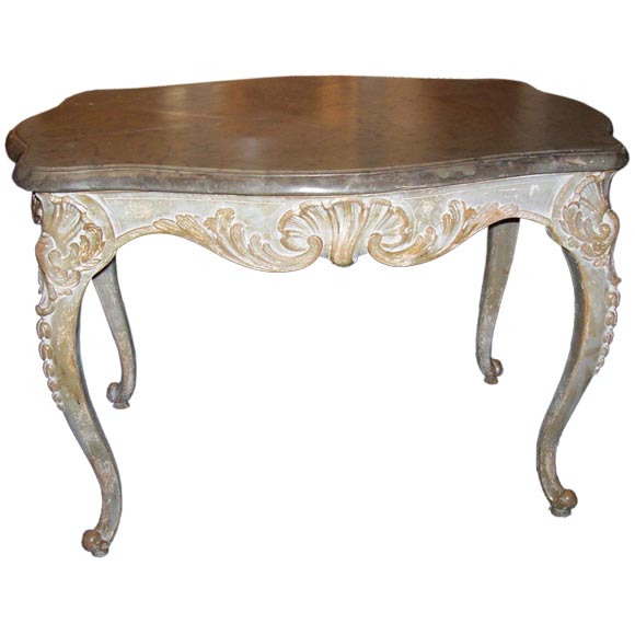 Exceptional Gustavian Rococo Painted & Parcel Gilt Center Table