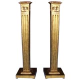 Pair of Art Nouveau Giltwood Pedestals