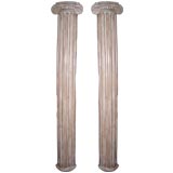 Pair of Neoclassical Style Painted Composition Half Round Column