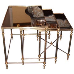 Set of Three Neoclassical Style Gilt Metal Nesting Tables