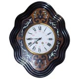 Napoleon III Parcel Ebonized & Mother-of-Pearl Inlaid Wall Clock