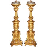 Pair of Louis XVI Style Giltwood Prickets