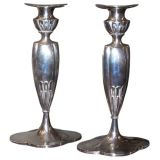 Pair of Federal Style Sterling Candlesticks