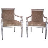 Pair of Empire Style Paint Decorated Fauteuils