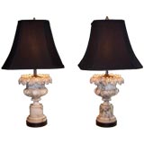 Pair of Neoclassical Style Alabaster Jardiniere Lamps