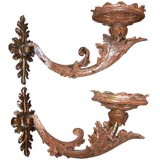 Pair of Italian Rococo Period Silvered & Painted Wall Sconces