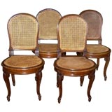 Set of Six Louis XV Revival Caned Walnut Chaises