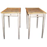 Pair of Swedish Neoclassical Style Faux Tile Painted Side Tables