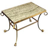 Petite Neoclassical Style Gilt Metal and Marble Cocktail Table