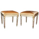 Pair of Gustavian Style Painted & Gilt  Birch Tabourets