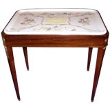 Gustavian Style Neoclassical  Ironstone 
Mahogany Side Table