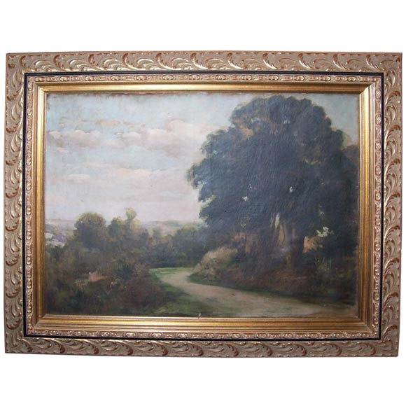 French School Oil on Canvas Landscape For Sale