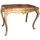 Antique Italian Rococo Revival Giltwood and Marble Center Table
