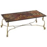 Neoclassical Table with Chinese Lacquer  on  Gilt  Bronze