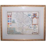 Antique Hand Colored Engraved Map of Lincolnshire With Text Verso