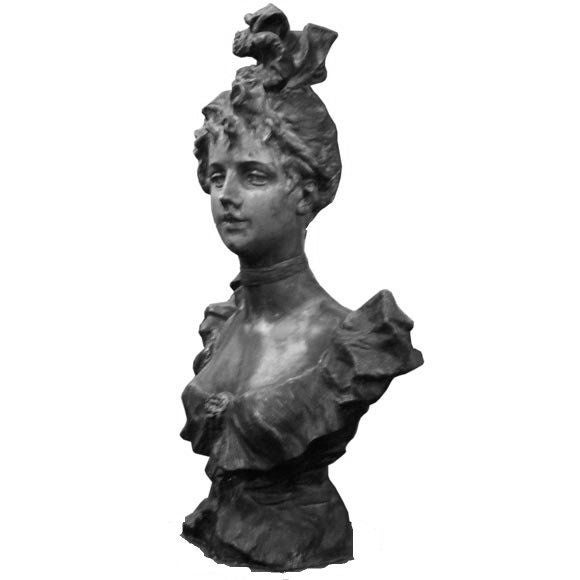 Art Nouveau Spelter Bust of a Young Woman