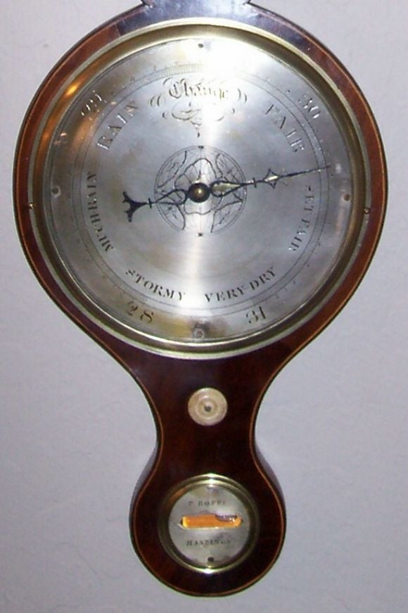 English William IV Inlaid Mahogany Wheel Barometer For Sale