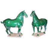 Pair of Chinese Tang Style Glazed Earthenware Horses Pair of Chinese Tang Style Glazed Earthenware Horses