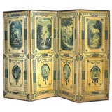 Italian Neoclassical Paint Decorated Four Fold Floor Screen