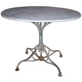 Used Crusty Arras Iron and Marble Garden Table