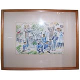 Vintage Framed Watercolor on Paper: ‘San Joaquin Cemetery’