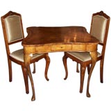 George II Style Mixed Wood Crossbanded Games Table and Chairs
