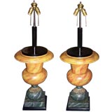 Pair of Neoclassical Style Tôle Urn-Form Table Lamps
