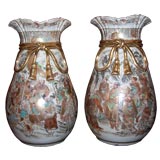 Antique Pair of Grand Scale Satsuma Vases