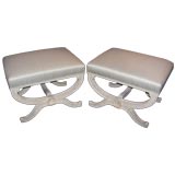 Pair of ‘Hollywood Regency
 Style Faux Ivory Tabourets
