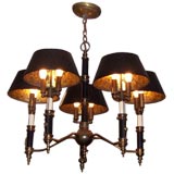 Regency Style Tôle and Patinated Metal Five Arm Chandelier