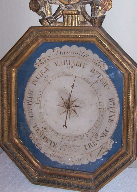 18th Century and Earlier Louis XVI Giltwood Barometer For Sale