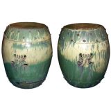 Pair of Chinese Glazed Earthenware Garden Seats