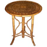 Aesthetic Movement Mixed Wood Inlaid Bamboo Table