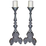 Pair of Baroque Style Cast Pewter Pricket Sticks