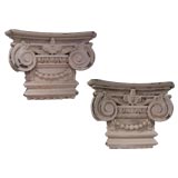 Pair of Neoclassical Style Cream Painted Capital Form Brackets