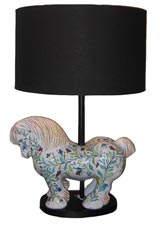 Monumental Italian Ceramic Horse Table Lamp