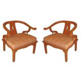 Vintage Pair of Lacquered Horseshoe Chairs