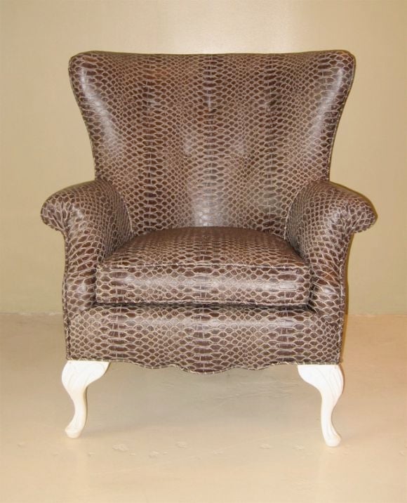 Pair of Wingback Crocodile Club Chairs