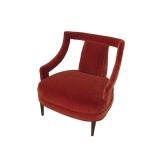 Single Red Velvet Slipper Chair