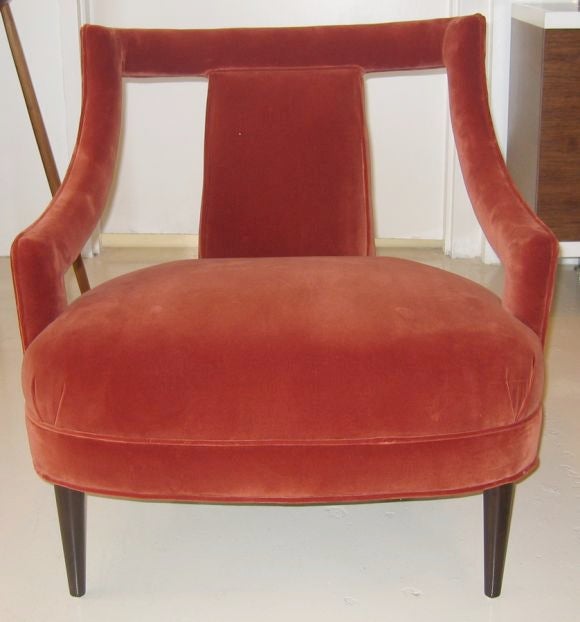 Single Red Velvet Slipper Chair